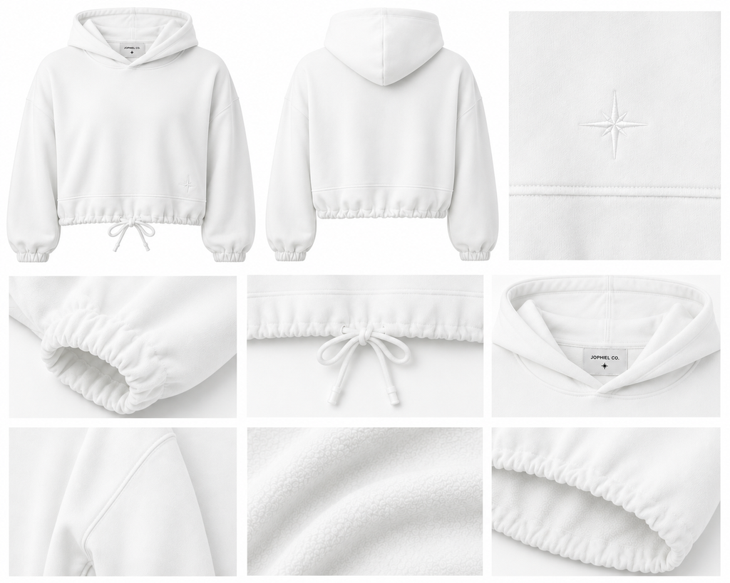 Cropped White Moon Hoodie