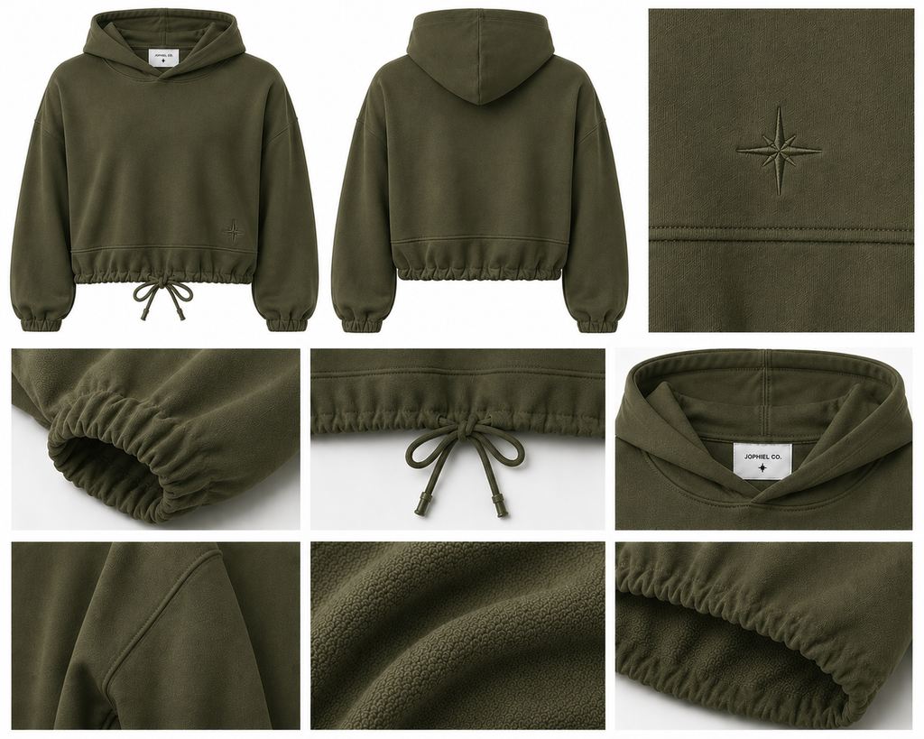 Cropped Olive Aura Hoodie
