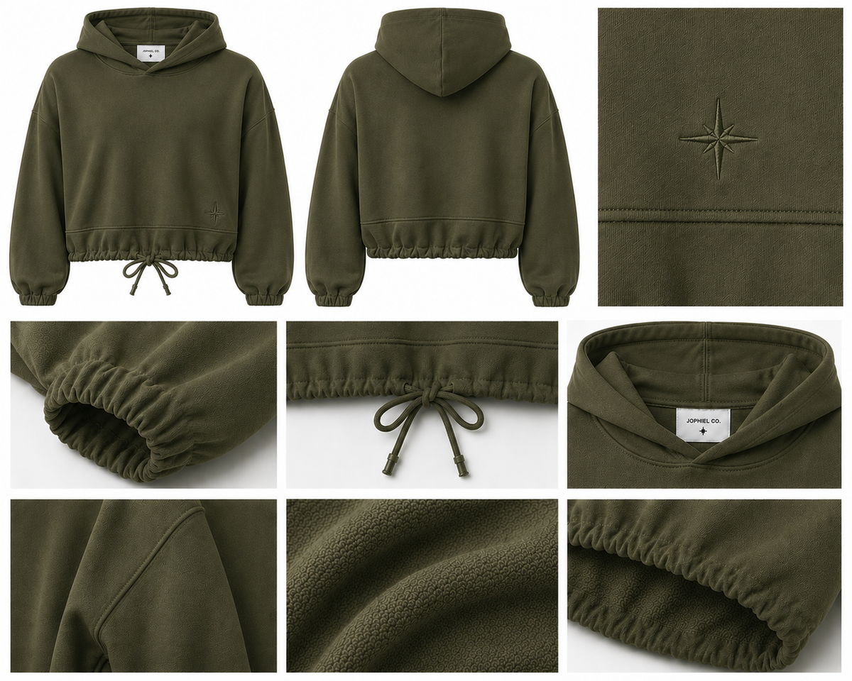 Cropped Olive Aura Hoodie