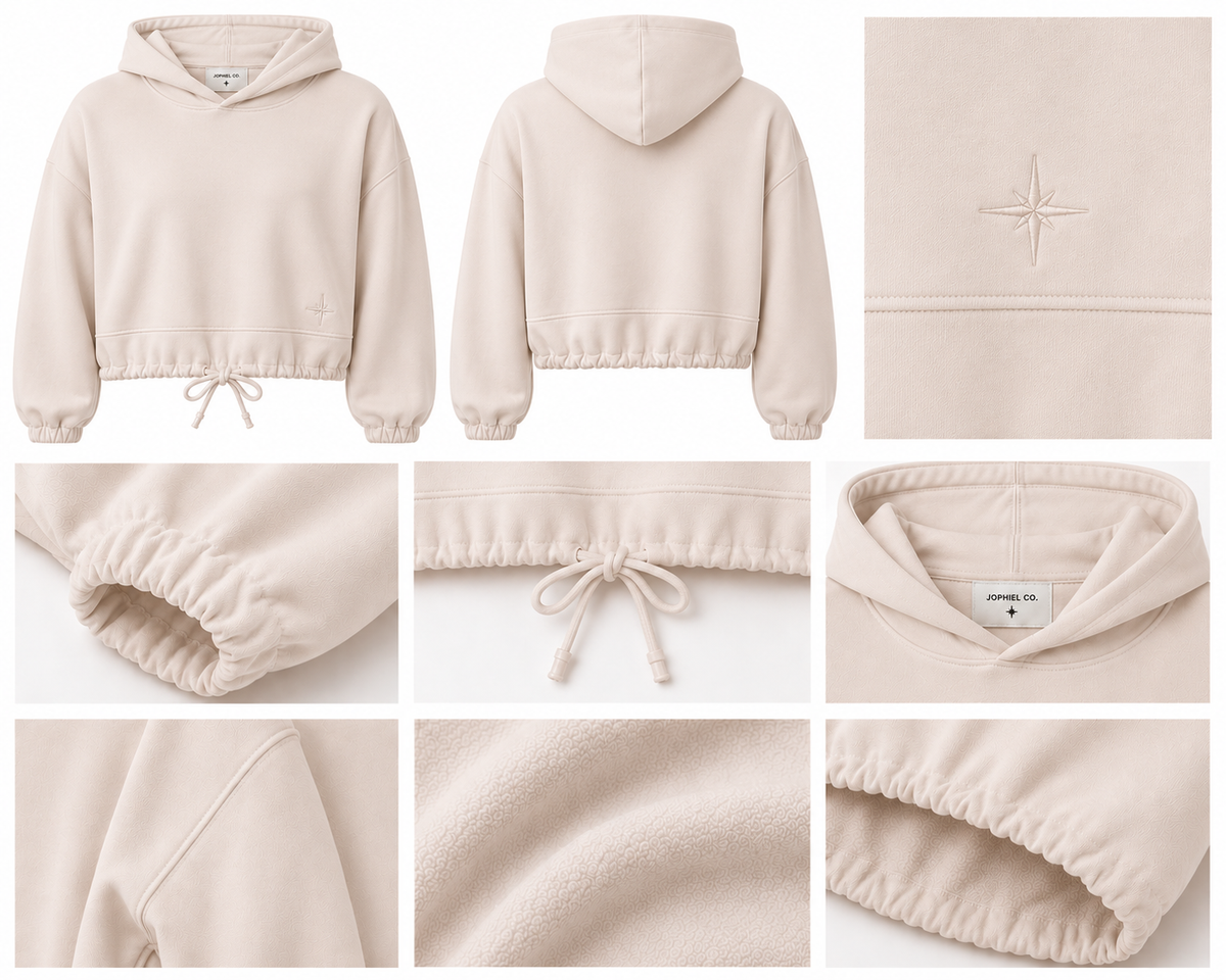 Cropped Nude Hoodie