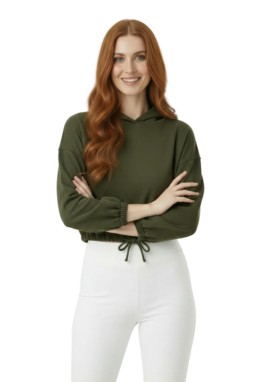 Cropped Olive Aura Hoodie