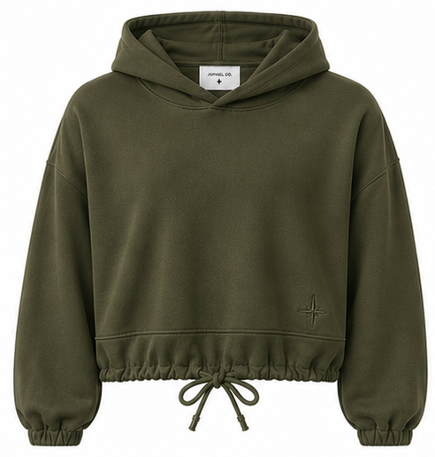 Cropped Olive Aura Hoodie