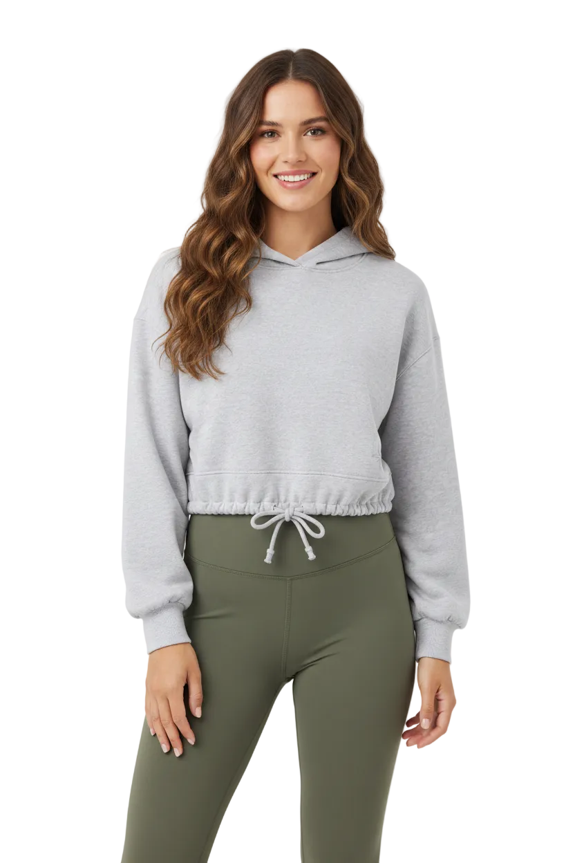Cropped Heather Grey Hoodie
