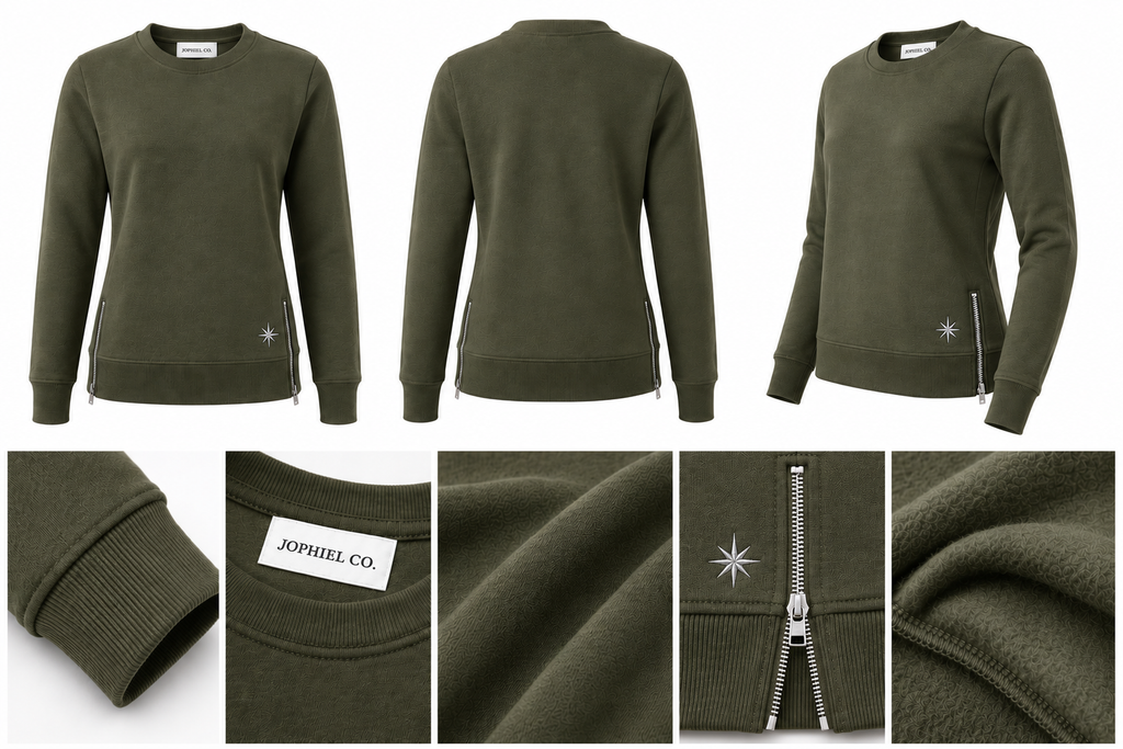 The Jade Green Zipper Sweatshirt